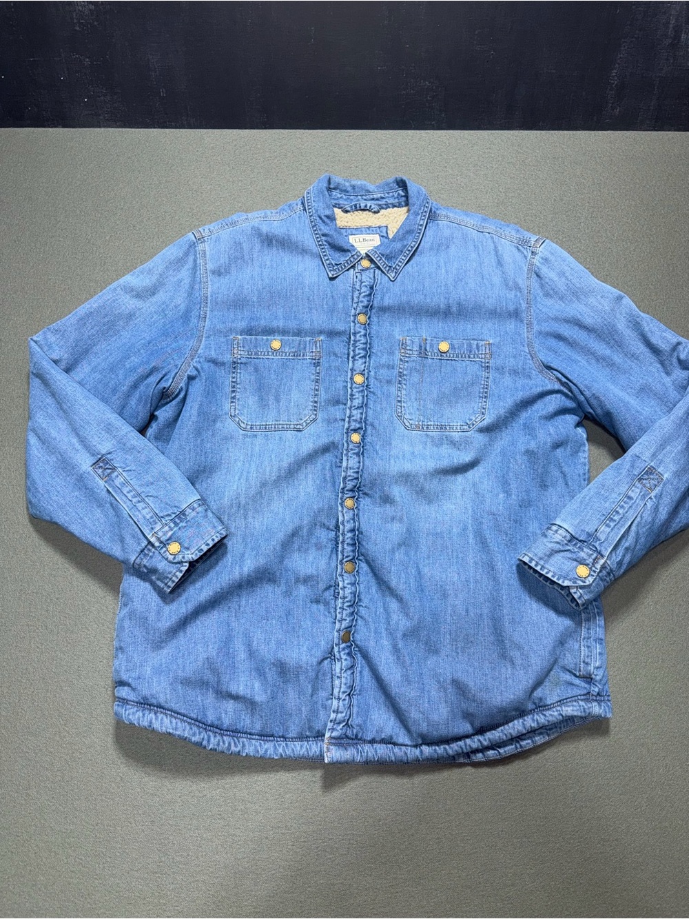 Men's Denim Button-Up Shirt Jacket - Light Blue